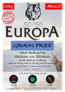 Europa 50/50 Grain Free Venison & Salmon with Sweet Potato & Mulberry